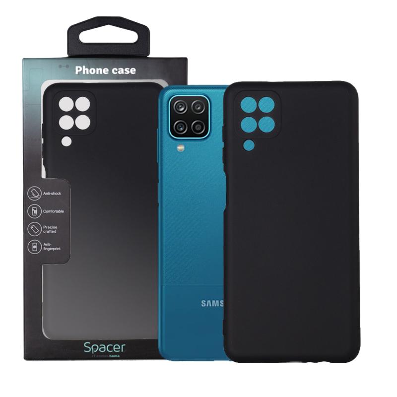HUSA SMARTPHONE Spacer pentru Samsung Galaxy A12, grosime 2mm, material flexibil silicon + interior cu microfibra, negru "SPPC-SM-GX-A12-SLK"