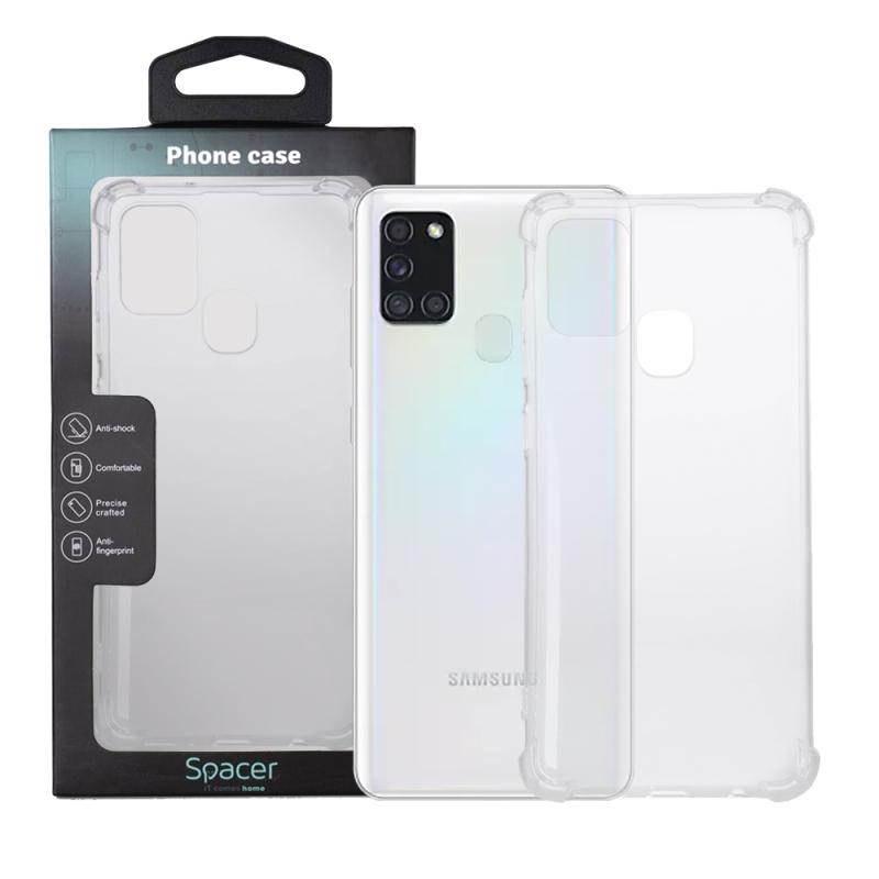 HUSA SMARTPHONE Spacer pentru Samsung Galaxy A21S, grosime 1.5mm, protectie suplimentara antisoc la colturi, material flexibil TPU, transparenta "SPPC-SM-GX-A21S-CLR"