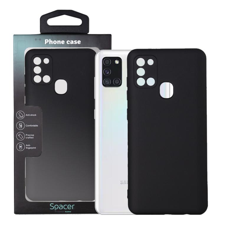 HUSA SMARTPHONE Spacer pentru Samsung Galaxy A21S, grosime 2mm, material flexibil silicon + interior cu microfibra, negru "SPPC-SM-GX-A21S-SLK"