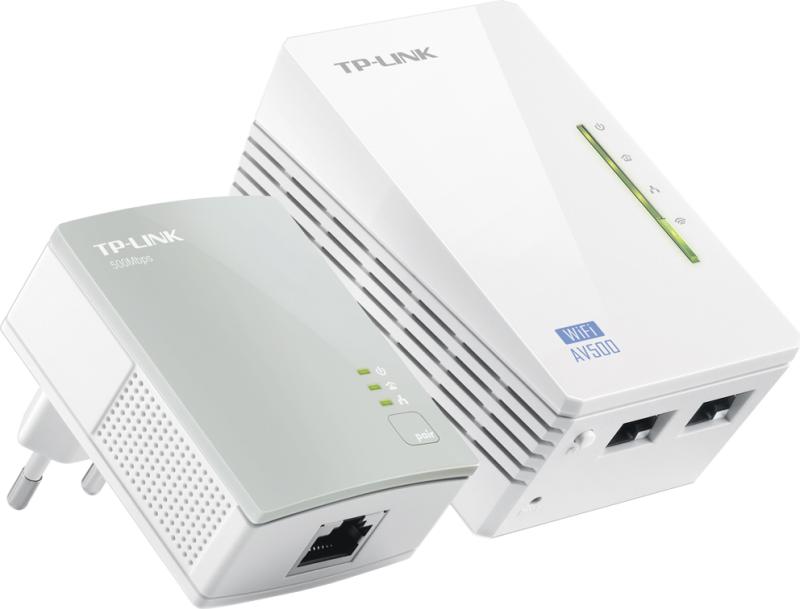 KIT ADAPTOR POWERLINE TP-LINK tehnologie AV,  AV600, pana la 300Mbps, 2 porturi 10/100Mbps, wireless 300Mbps, compus din TL-WPA4220 &amp;amp; TL-PA4010 "TL-WPA4220KIT" (include timbru verde 1.5 lei)