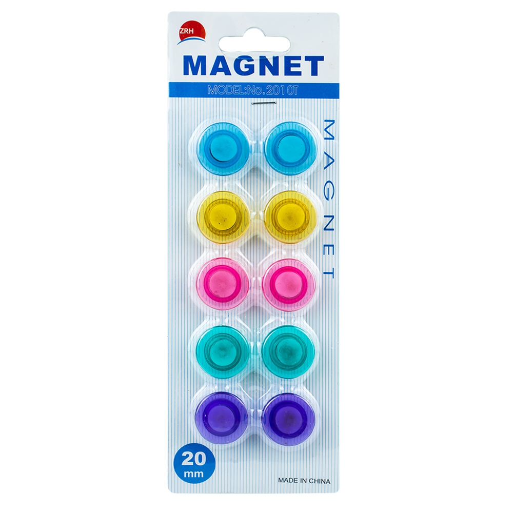 Magneti color, rotunzi, 20mm, 10 buc/set