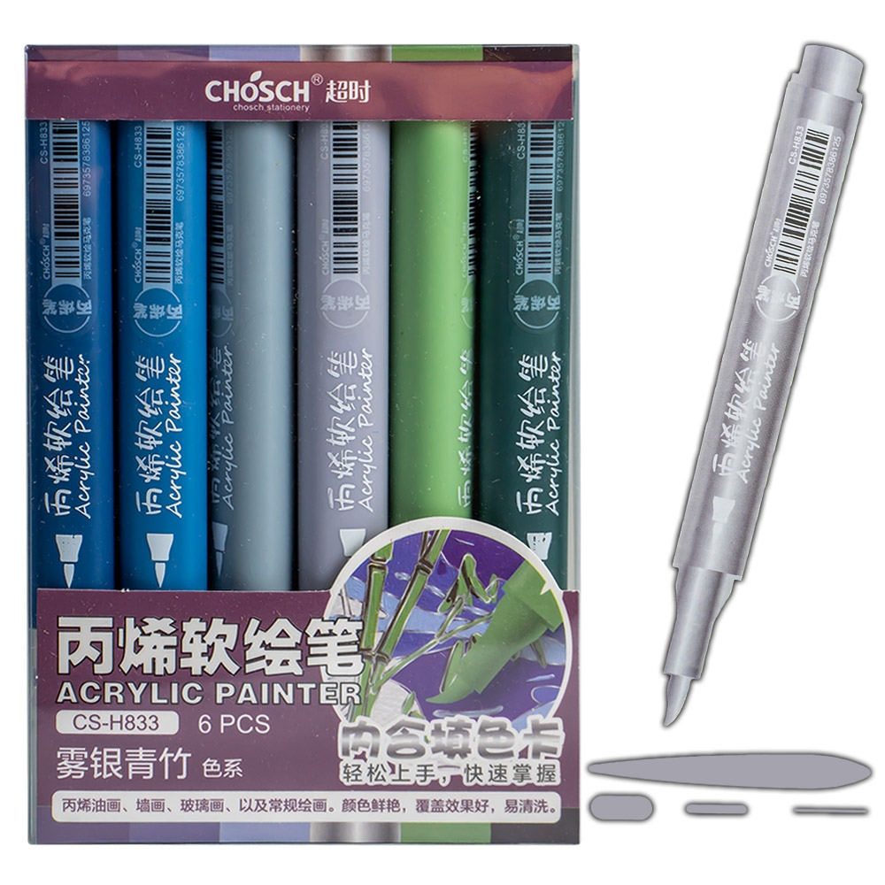 Markere acrilice, 6 culori/set - CHOSCH