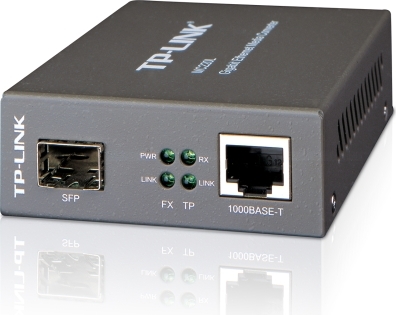MEDIA CONVERTOR TP-LINK RJ45 1000M la slot SFP 1000M cu suport Module MiniGBIC, montabil in sasiu "MC220L"