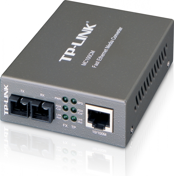 MEDIA CONVERTOR TP-LINK RJ45 10/100M la fibra SC multi-mode 100M, Full-duplex, pana la 2Km, montabil in sasiu "MC100CM"