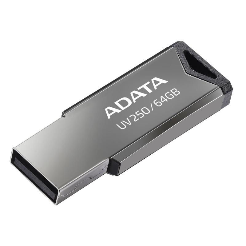 MEMORIE USB 2.0 ADATA 64 GB, clasica, carcasa metalica, argintiu, "AUV250-64G-RBK" (include TV 0.03 lei)