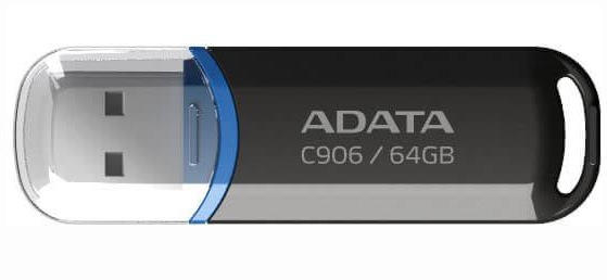 MEMORIE USB 2.0 ADATA 64 GB, cu capac, carcasa plastic, negru, "AC906-64G-RBK" (include TV 0.03 lei)