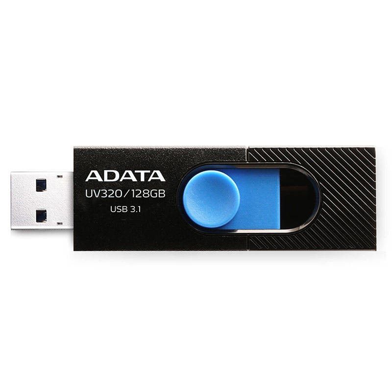 MEMORIE USB 3.2 ADATA 128GB, clasic, conector USB retractabil, Black &amp;amp; Blue, "AUV320-128G-RBKBL" (include TV 0.02 lei)