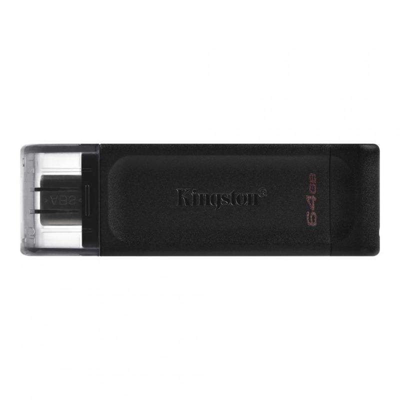 MEMORIE USB Type-C KINGSTON 64 GB, cu capac, carcasa plastic, negru, "DT70/64GB" (include TV 0.03 lei)