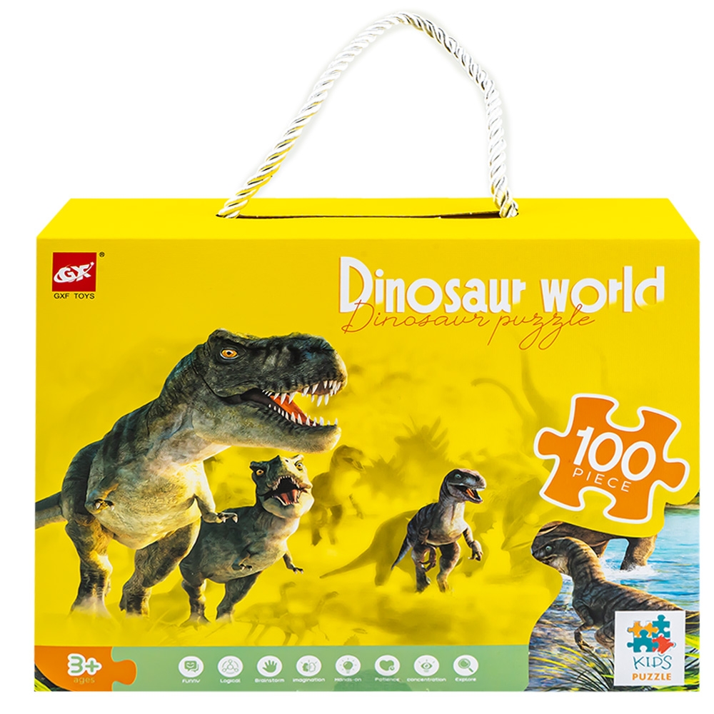 Puzzle in gentuta, Dinozauri, 100 piese