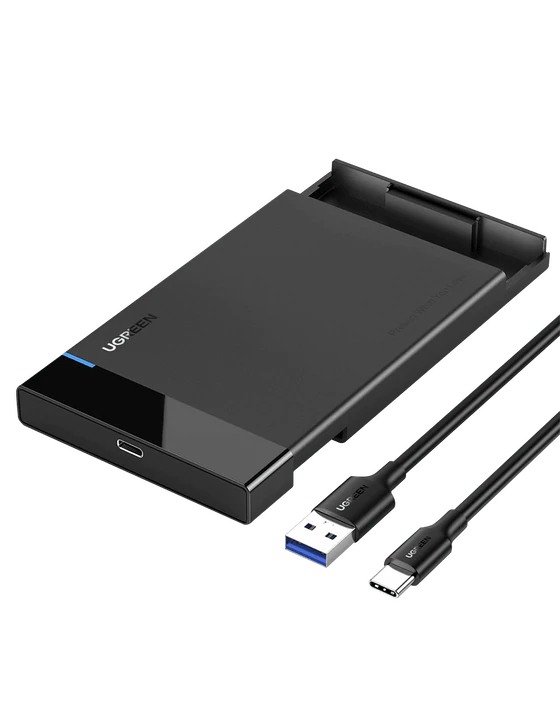 RACK extern Ugreen, "US221" pt HDD si SSD SATA 2.5" conectare USB 3.0 max 6 Gbps, 1 x 50cm USB Type-C to USB 3.0 Cable, ABS, negru "50743" (include TV 0.8lei) - 6957303857432