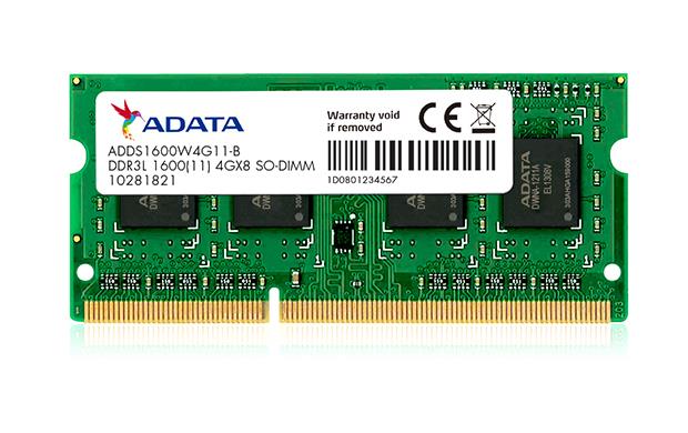 SODIMM Adata, 4GB DDR3, 1600 MHz, low voltage "ADDS1600W4G11-S"