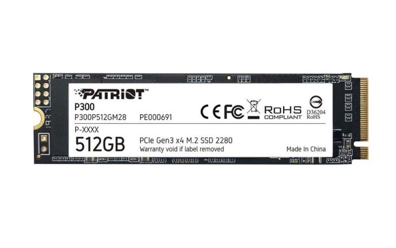 SSD PATRIOT, P300, 512 GB, M.2, PCIe Gen3.0 x4, 3D TLC Nand, R/W: 1700/1200 MB/s, "P300P512GM28"