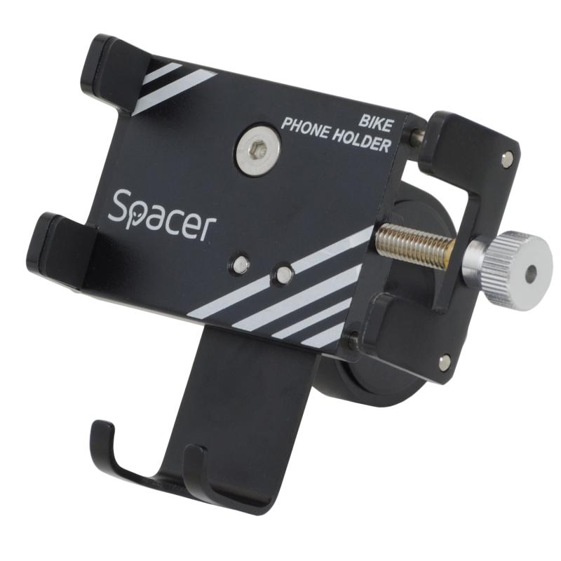 SUPORT Bicicleta SPACER pt. SmartPhone, fixare de ghidon, Metalic, black, cheie de montare,  "SPBH-METAL-BK"