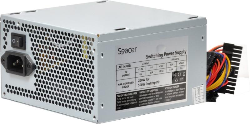 SURSA SPACER 500, 250W for 500 Desktop PC, fan 120mm, Switch ON/OFF "SPS-ATX-500-V12",  (include TV 1.75lei)
