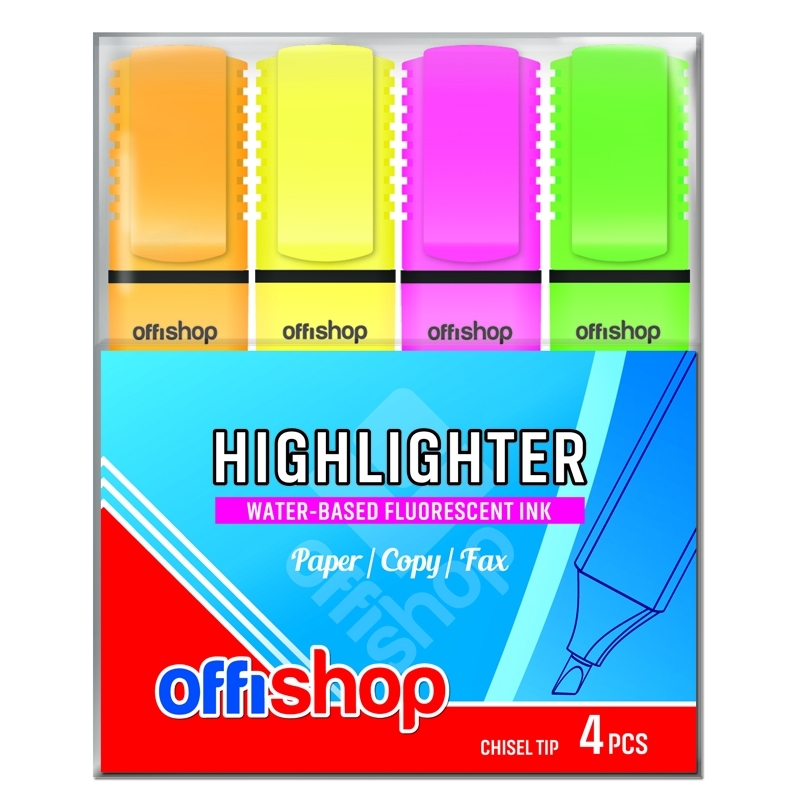Textmarker fluorescent, 4 culori/blister, 1-5 mm - OFFISHOP