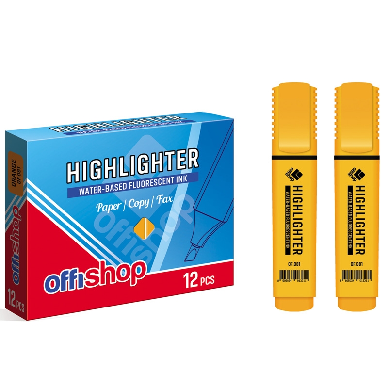 Textmarker fluorescent portocaliu, 1-5 mm, 12 buc/set - OFFISHOP