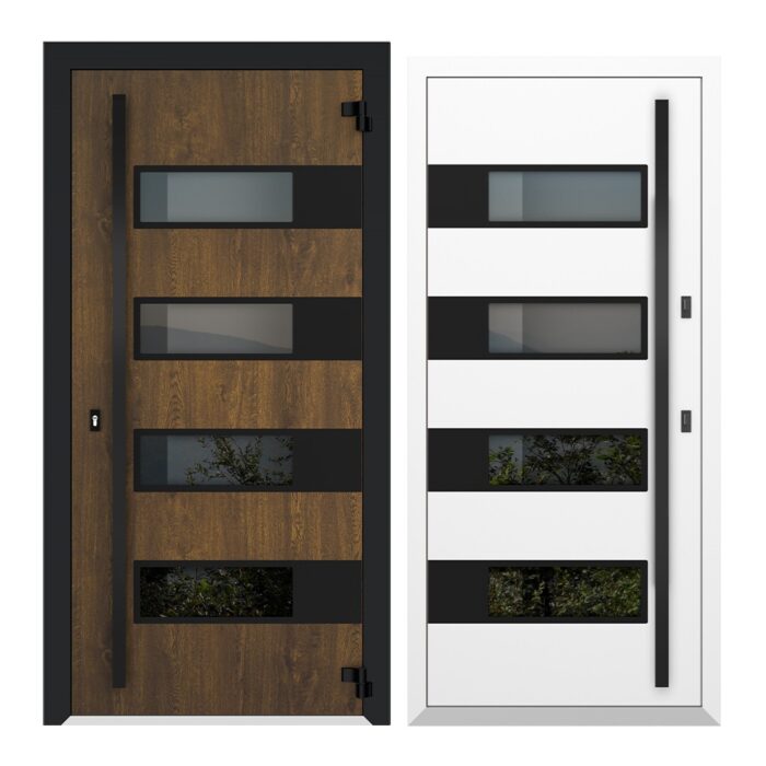 COLECTIA NATURE  - Usa exterior aluminiu ,AG6019NA, izolatie termica 0.6W/mpK , izolatie fonica 45 dB , rezistenta apa , soare , vant certificata , dimensiuni 860, 960x2050 mm, totuldespreusi.ro