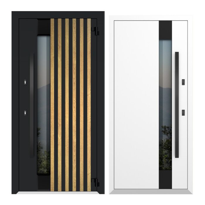 COLECTIA NATURE  - Usa exterior aluminiu ,AG6046NA, izolatie termica 0.6W/mpK , izolatie fonica 45 dB , rezistenta apa , soare , vant certificata , dimensiuni 860, 960x2050 mm, totuldespreusi.ro