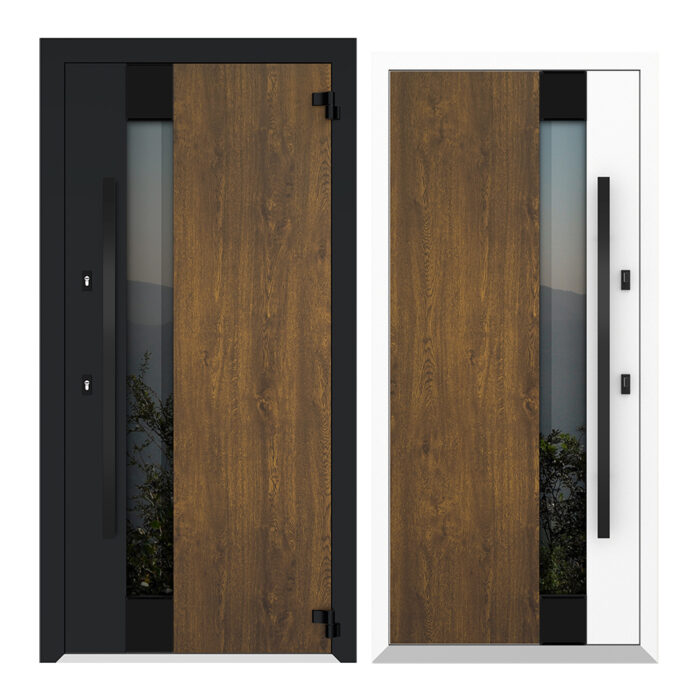 COLECTIA NATURE  - Usa exterior aluminiu ,AG6058NA, izolatie termica 0.6W/mpK , izolatie fonica 45 dB , rezistenta apa , soare , vant certificata , dimensiuni 860, 960x2050 mm, totuldespreusi.ro