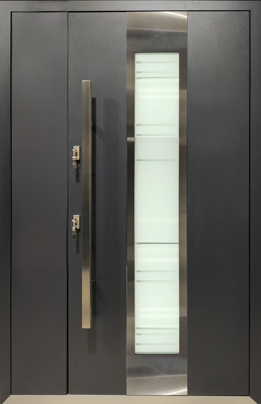 COLECTIA BOSTON - Usa exterior aluminiu , gri antracit ext / alb interior , geam 6 straturi , izolatie termica 0.6W/mpK , izolatie fonica 45 dB , rezistenta apa , soare , vant certificata , 1250x2050 mm , stanga, totuldespreusi.ro
