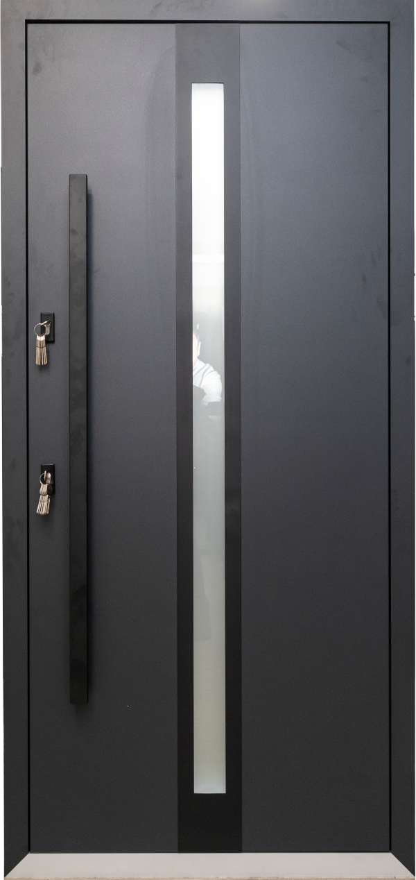 COLECTIA BOSTON - Usa exterior aluminiu , gri antracit ext / alb interior , geam 6 straturi , izolatie termica 0.6W/mpK , izolatie fonica 45 dB , rezistenta apa , soare , vant certificata , 960x2050 mm , stanga, totuldespreusi.ro