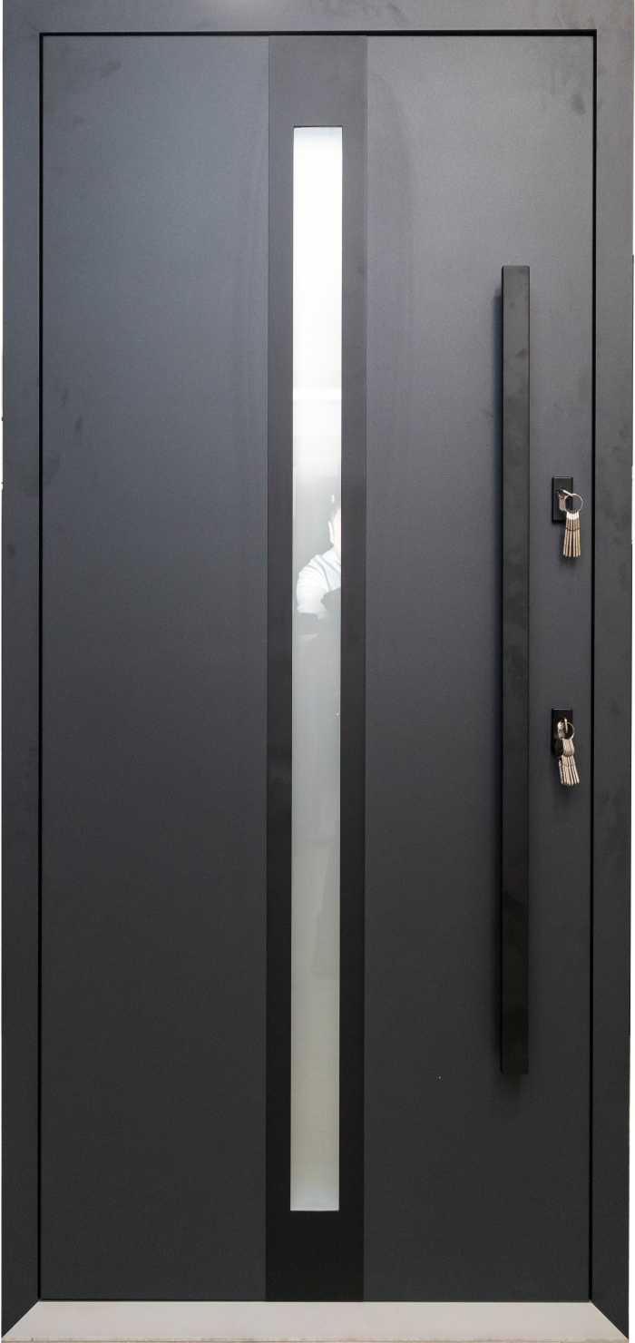 COLECTIA BOSTON - Usa exterior aluminiu , gri antracit ext / alb interior , geam 6 straturi , izolatie termica 0.6W/mpK , izolatie fonica 45 dB , rezistenta apa , soare , vant certificata , 960x2050 mm,dreapta, totuldespreusi.ro
