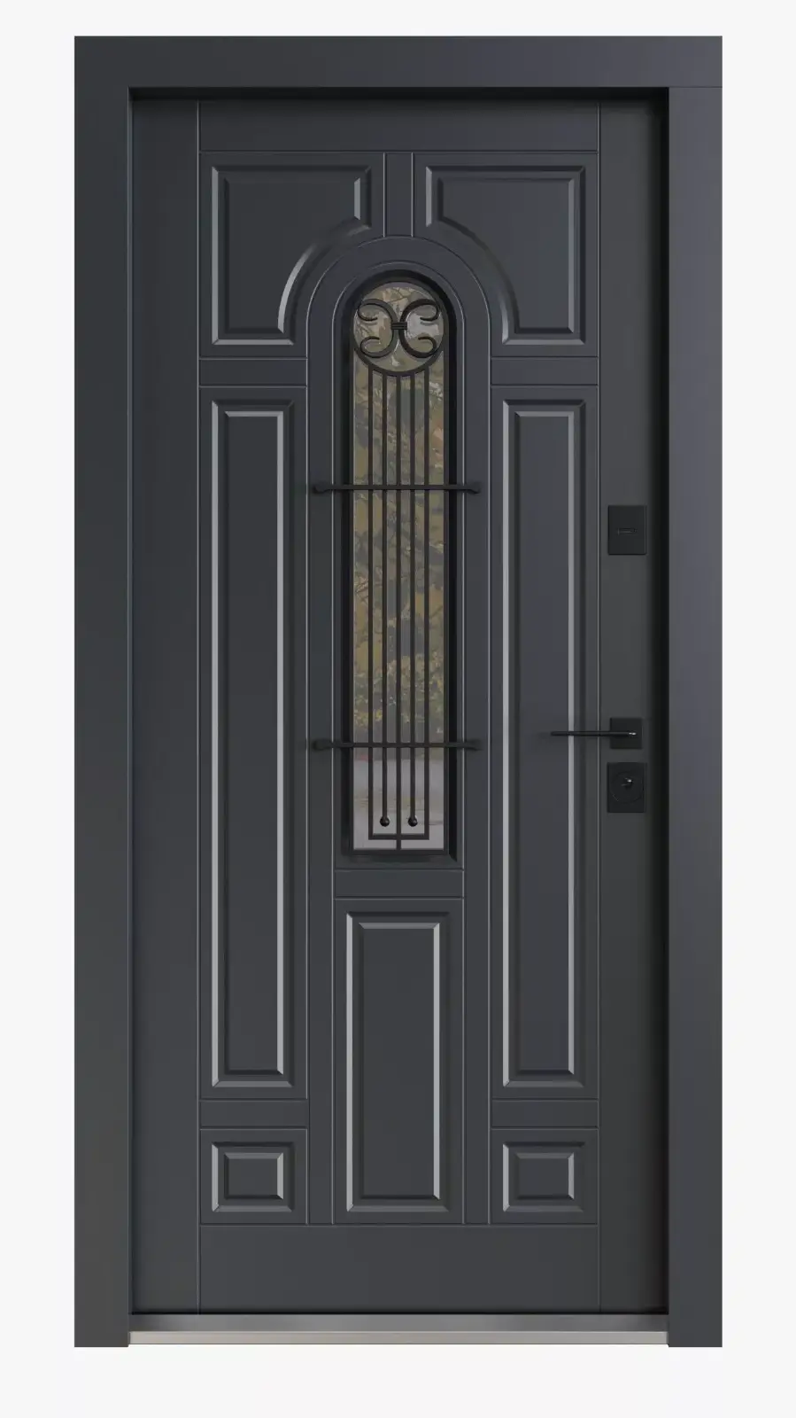 USI PREMIUM THERMO - Usa metalica exterior casa PREMIUM LUCIA , placata cu lemn 7 straturi la exterior , GRI EXTERIOR / ALB INTERIOR , izolatie termica 0.7 w mpK , izolatie fonica 45 dB , rezistenta sporita la soare si apa ,980x2050 , sisteme inchidere Securreme Italia ,, totuldespreusi.ro