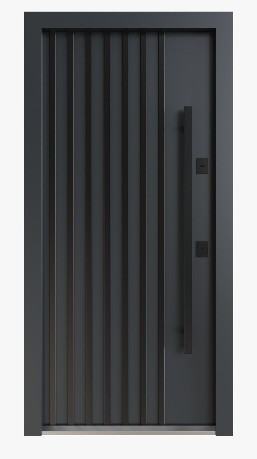 USI PREMIUM THERMO - Usa metalica exterior casa PREMIUM NORDIK , placata cu lemn 7 straturi la exterior , ANTRACIT , izolatie termica 0.7 w mpK , izolatie fonica 45 dB , rezistenta sporita la soare si apa ,980x2050 ,  INCHIDERE MAGNETICA  Securreme Italia , dreapta 1, totuldespreusi.ro