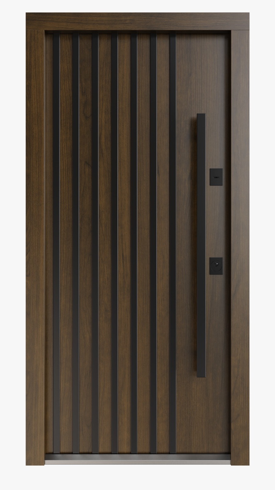 USI PREMIUM THERMO - Usa metalica exterior casa PREMIUM NORDIK , placata cu lemn 7 straturi la exterior , STEJAR NOBIL , izolatie termica 0.7 w mpK , izolatie fonica 45 dB , rezistenta sporita la soare si apa ,980x2050 , INCHIDERE MAGNETICA Securreme Italia , dreapta 1, totuldespreusi.ro
