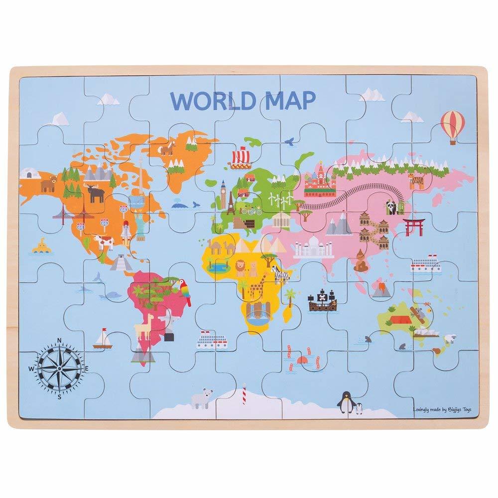 Puzzle din lemn - Harta lumii (35 piese) - BigJigs