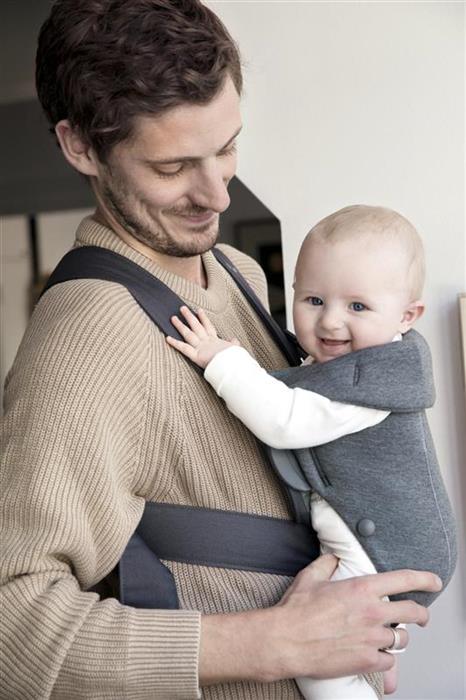 Marsupiu anatomic - Mini - cu pozitii multiple de purtare - Dark Grey, 3D Jersey - BabyBjorn, [19],bestfam.ro