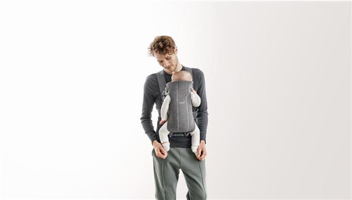 Marsupiu anatomic - Mini - cu pozitii multiple de purtare - Dark Grey, 3D Jersey - BabyBjorn, [20],bestfam.ro
