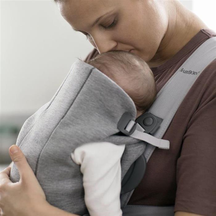 Marsupiu anatomic - Mini - cu pozitii multiple de purtare - Light Grey, 3D Jersey - BabyBjorn, [3],bestfam.ro