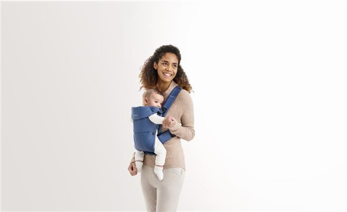 Marsupiu anatomic - Mini - cu pozitii multiple de purtare - Vintage Indigo, bumbac - BabyBjorn, [10],bestfam.ro