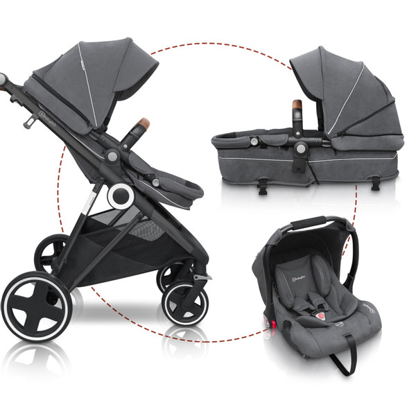BabyGo - Carucior 3 in 1 Halime  â€“ cadru Black