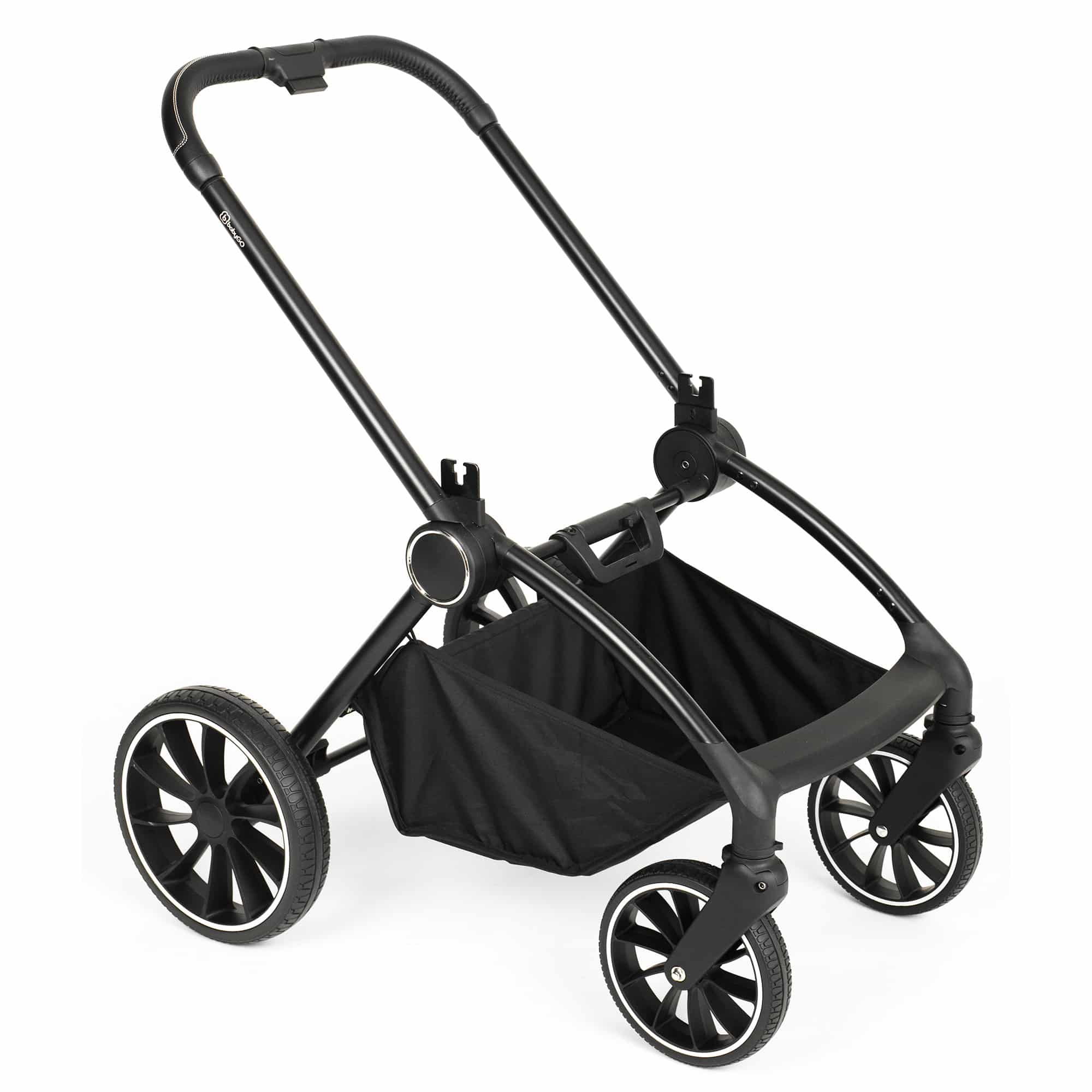 BabyGo - Carucior 3 in 1 Harmony Grey cu maner reglabil pe inaltime, cadru Black, [6],bestfam.ro