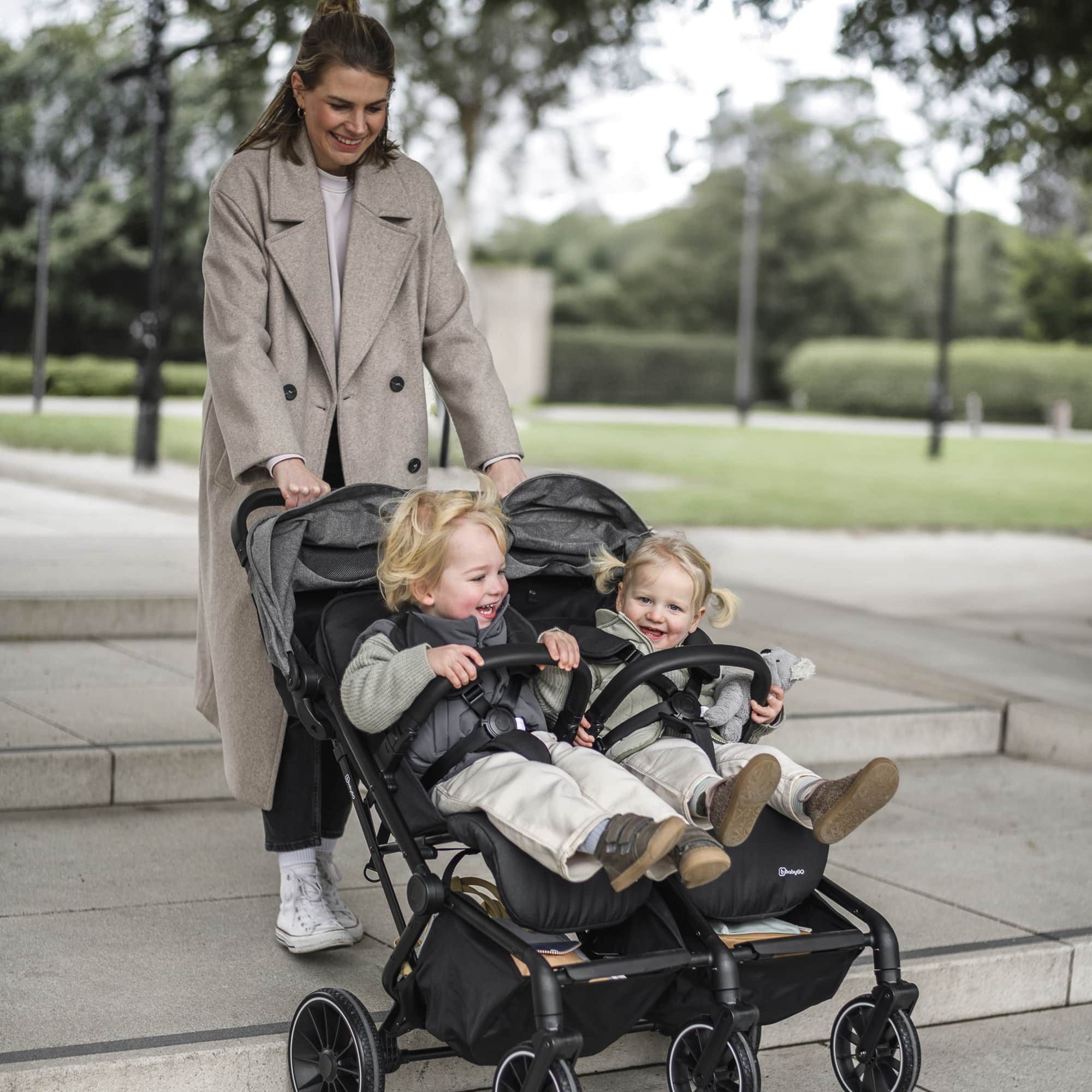 BabyGo - Carucior pliabil pentru gemeni GoTwice, Green, [9],bestfam.ro