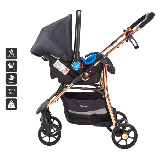 BabyGo - Carucior Style 3 in 1 Black-Rose, [5],bestfam.ro
