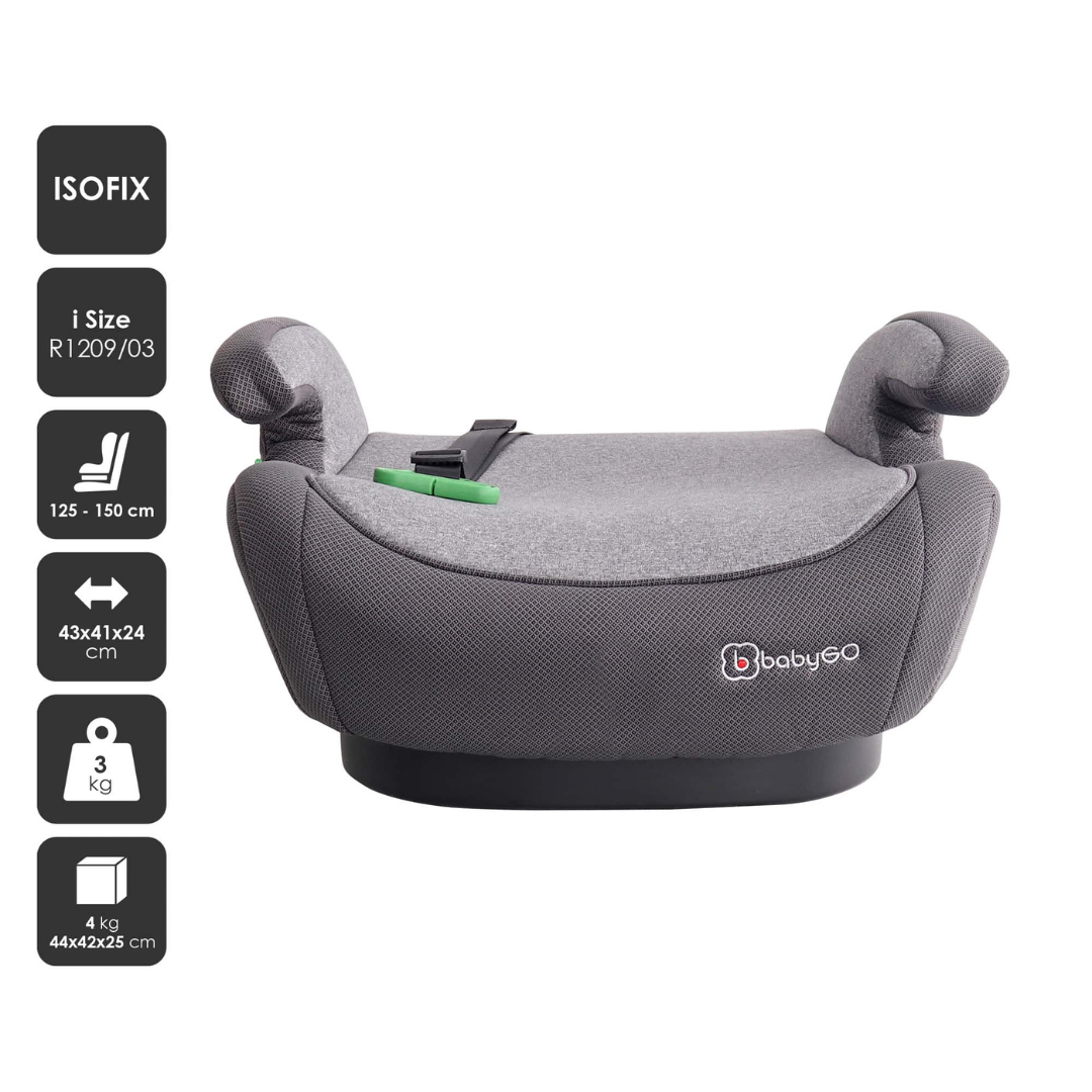 BabyGo - Scaun auto booster i-Size Bursa IV Grey, 125-150 cm, certificat R129, [2],bestfam.ro