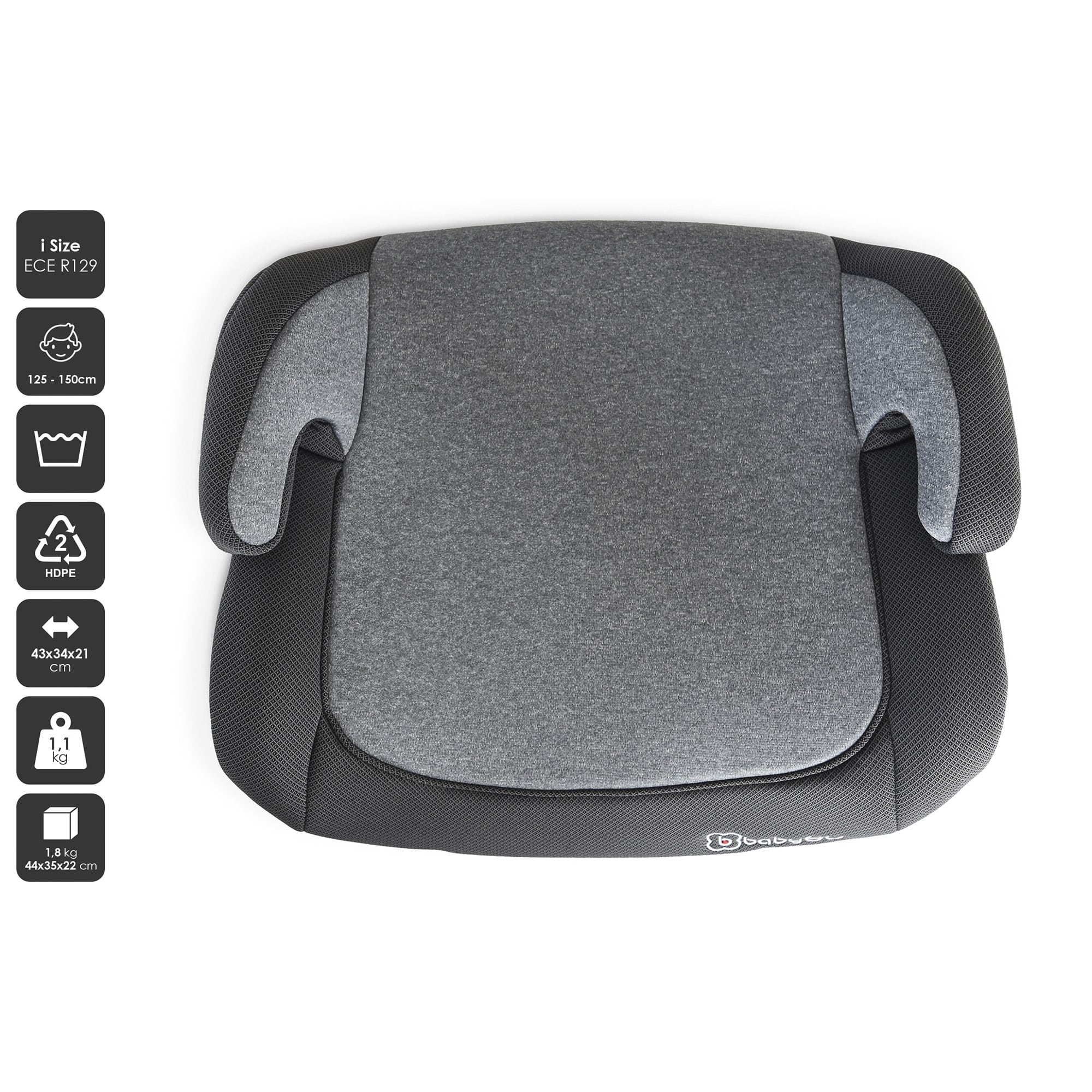 BabyGo - Scaun auto booster i-Size, Melange Gray, 125-150 cm, certificat R129, [7],bestfam.ro