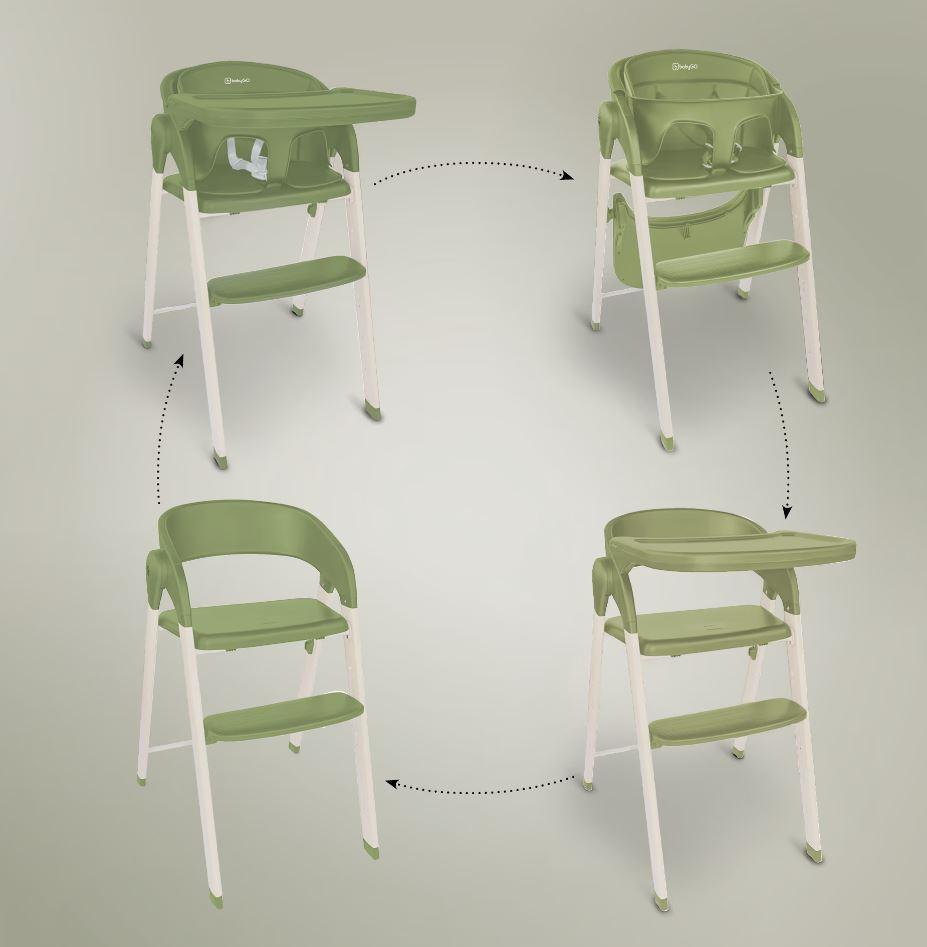 BabyGo - Scaun de masa 3 in 1 transformabil Levels Khaki, [3],bestfam.ro