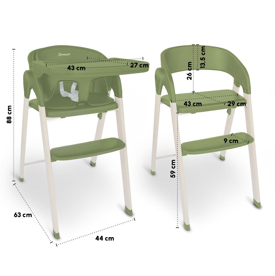 BabyGo - Scaun de masa 3 in 1 transformabil Levels Khaki, [6],bestfam.ro