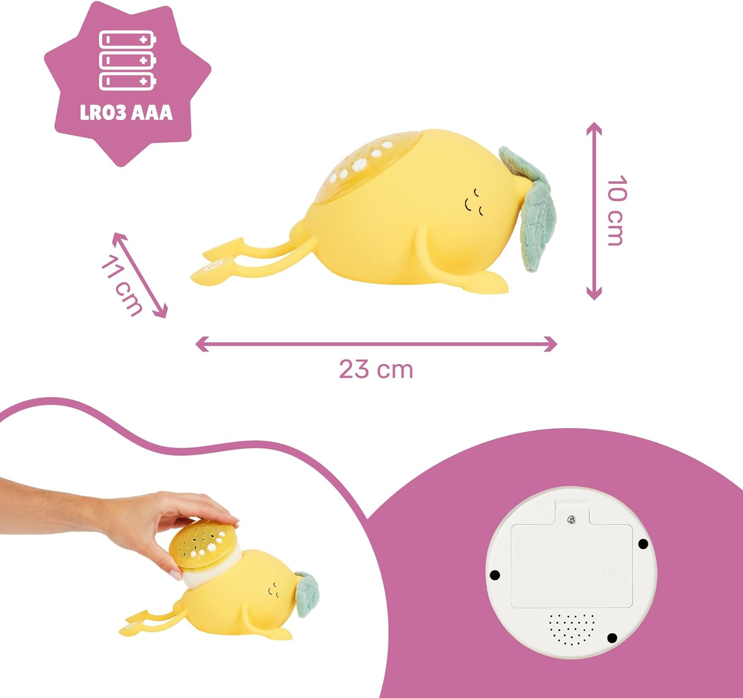 Badabulle - Lampa de veghe Basile in forma de lamaie cu proiectii si sunete linistitoare, [8],bestfam.ro