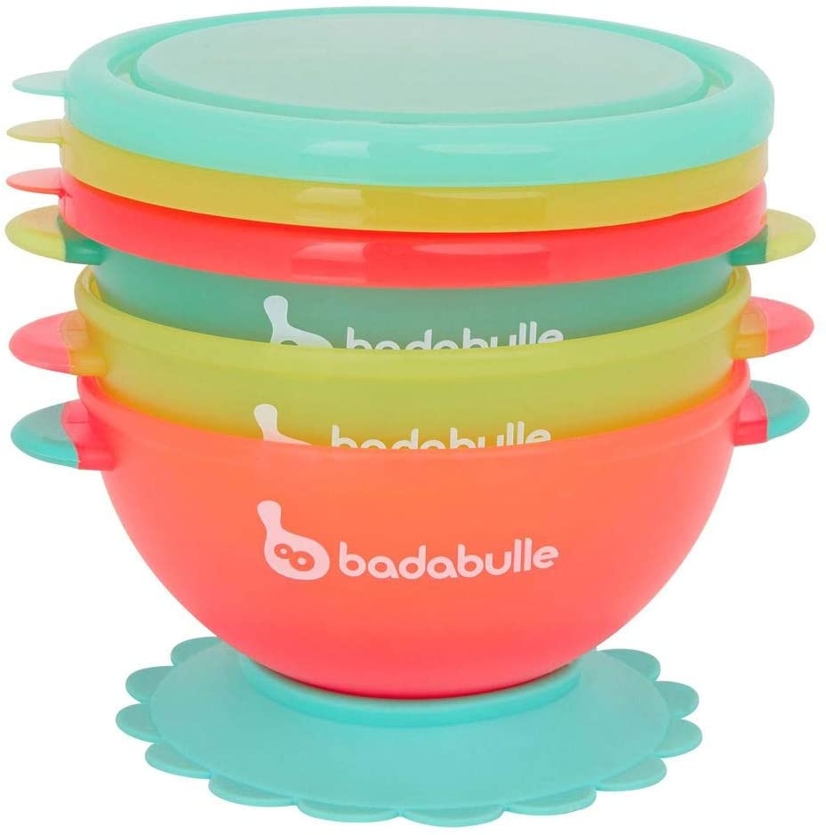 Badabulle - Set 3 boluri colorate pentru mancare, cu suport inclus, [2],bestfam.ro