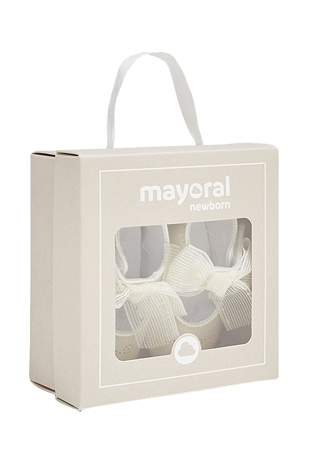 Balerini perforatii cu funda - Bej - Mayoral 19, [7],bestfam.ro
