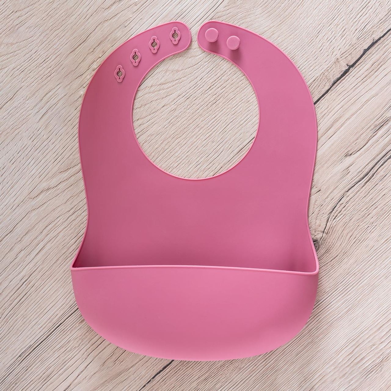 Bavetica din silicon moale cu buzunar colector pentru bebelusi, reglabila, roz, Reer Eat`n Tidy 25044, [7],bestfam.ro