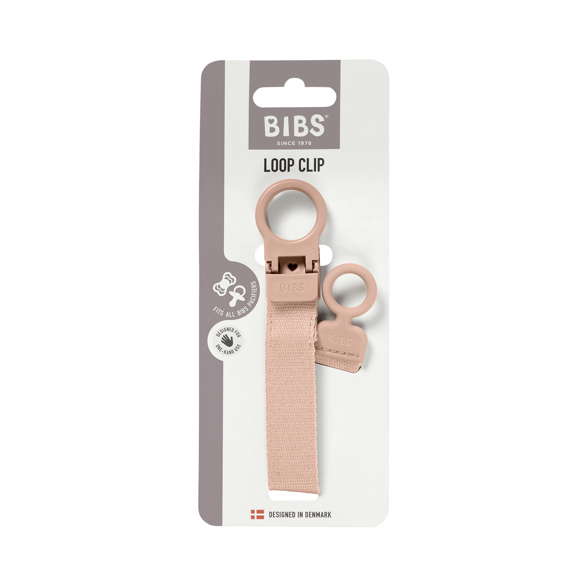 BIBS - Lantisor clip Loop pentru suzeta, Blush, [2],bestfam.ro