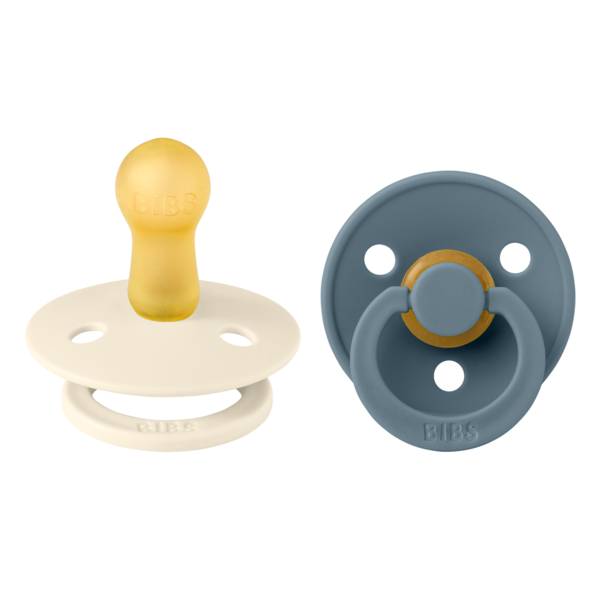 BIBS - Set 2 suzete Colour Latex, tetina rotunda, 6 luni +-Ivory/Petrol, [4],bestfam.ro