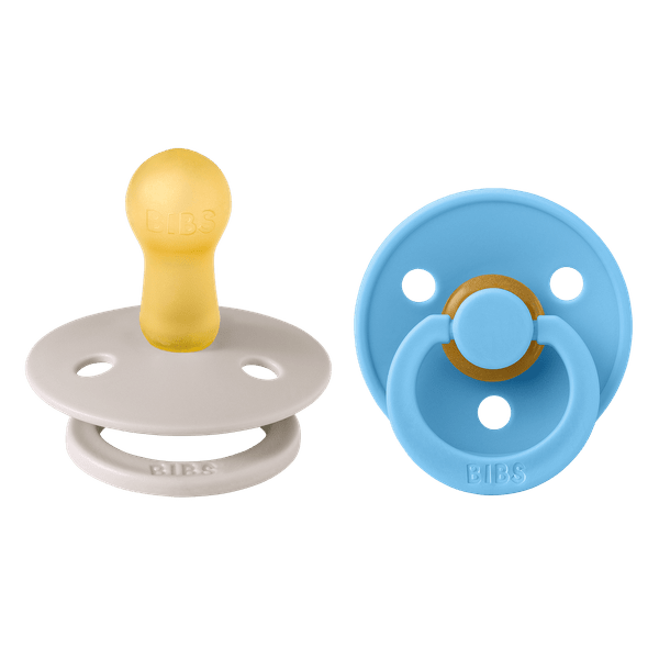 BIBS - Set 2 suzete Colour Latex, tetina rotunda, 6 luni +-Mushroom/Breeze