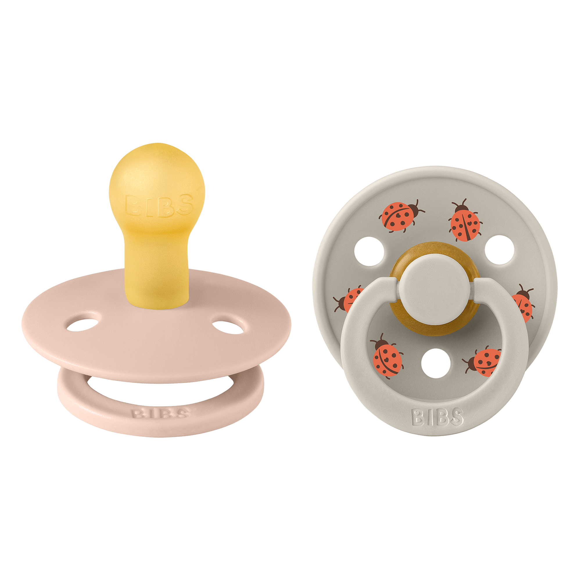 BIBS - Set 2 suzete Colour Studio Collection Ladybug Latex, tetina rotunda, 0 luni+-Blush Mix